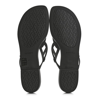 Hermes Rubber Womens Egerie Sandals 41 Black 6 of 9