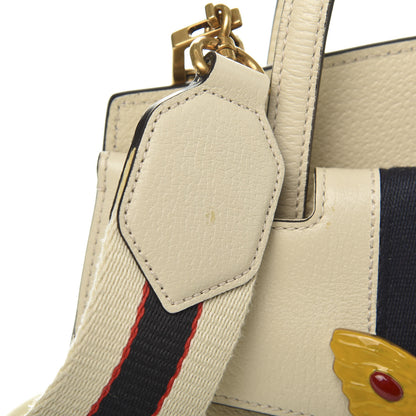 Gucci Grained Calfskin Web Stripe Butterfly Medium Totem Top Handle Bag White 9 of 13