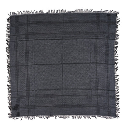 Gucci Wool Silk GG Monogram Diamante Plaid Surviee Shawl Graphite Black 1 of 3