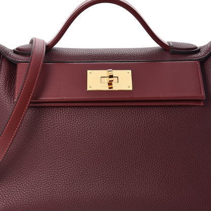 Hermes Togo Sombrero 24/24 29 Bordeaux Rouge H 12 of 15