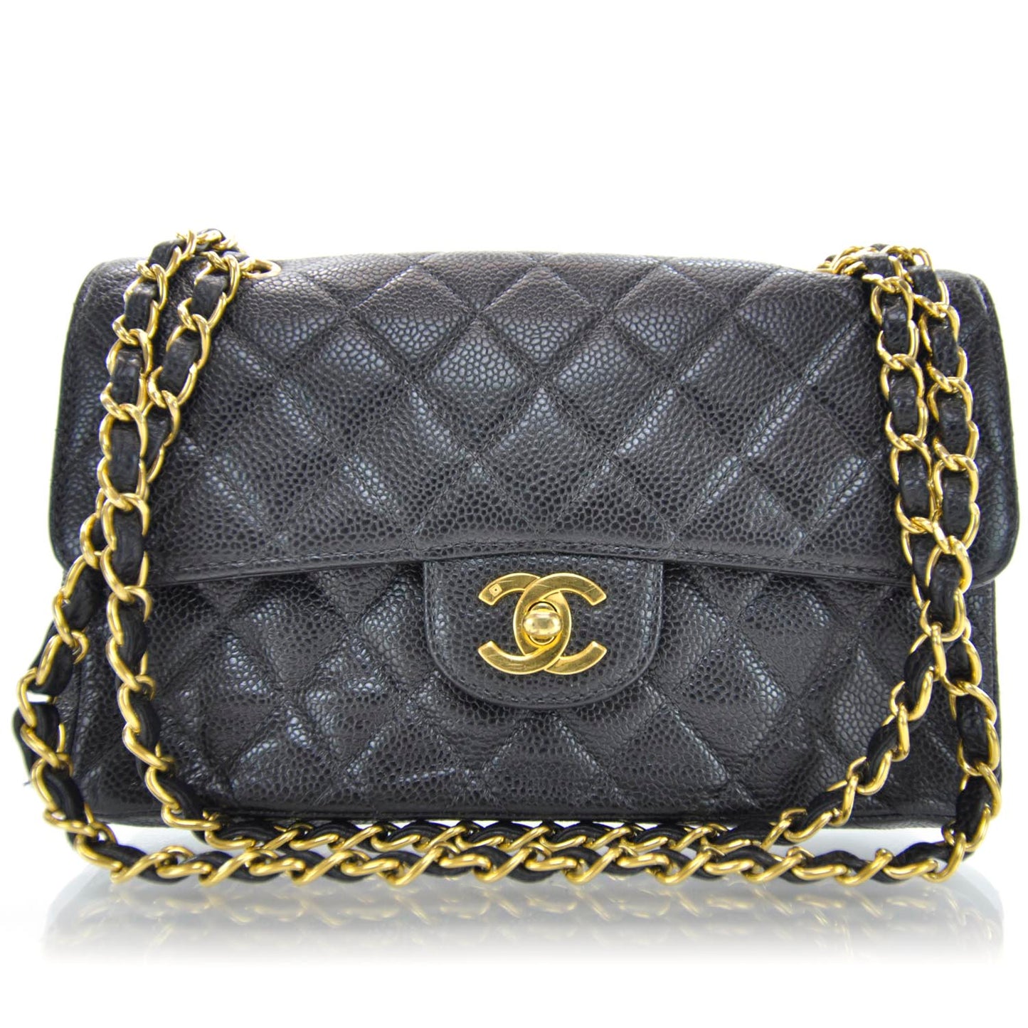 Caviar Quilted Small Double Flap Black