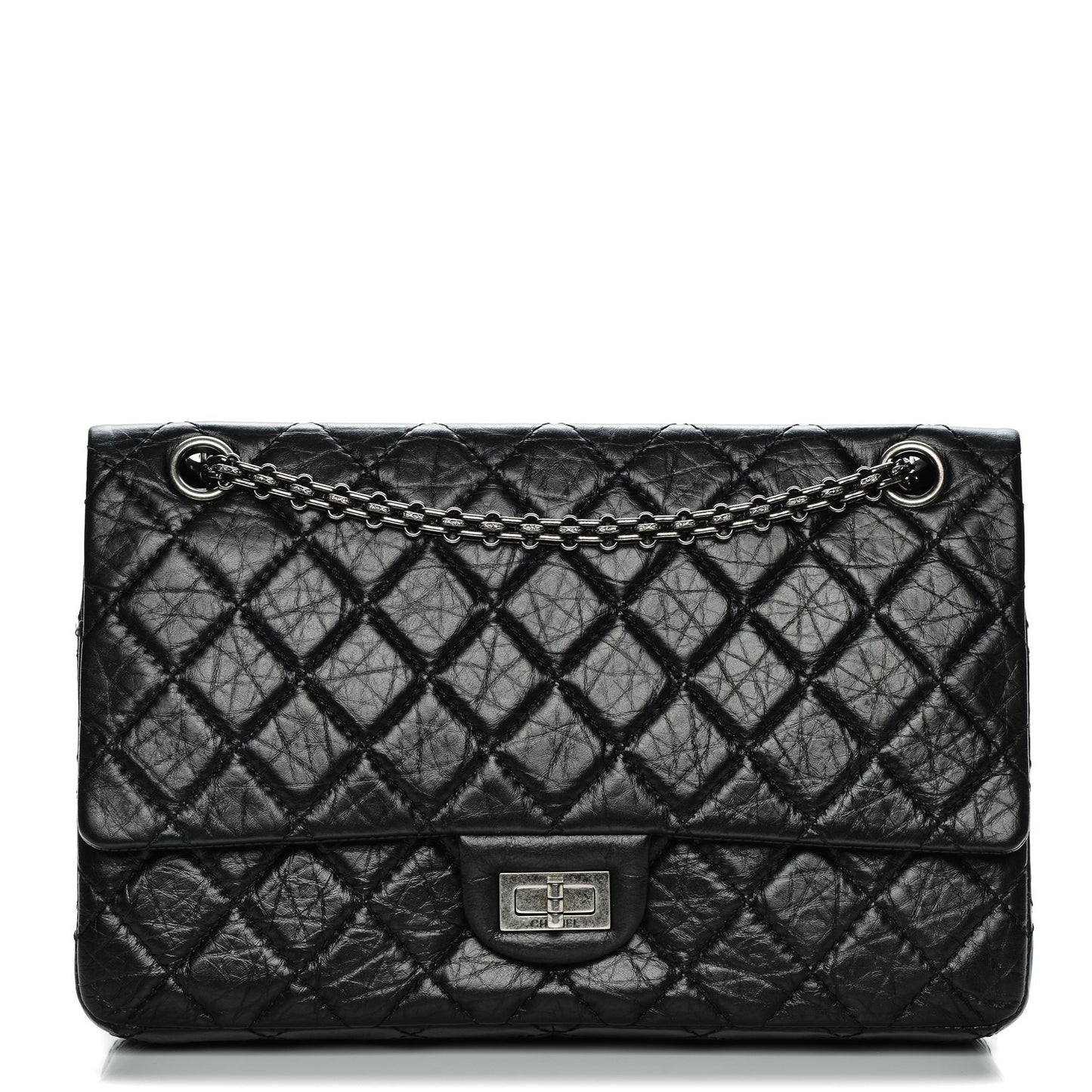 Aged Calfskin Quilted 2.55 Reissue 226 Flap Black