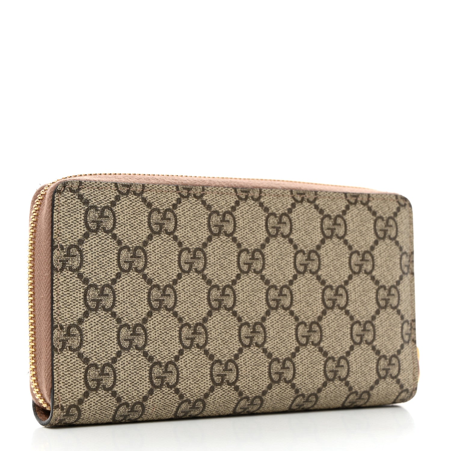 Gucci Dollar Calfskin GG Supreme Monogram GG Marmont Zip Around Wallet Porcelain Rose Beige Ebony 3 of 7