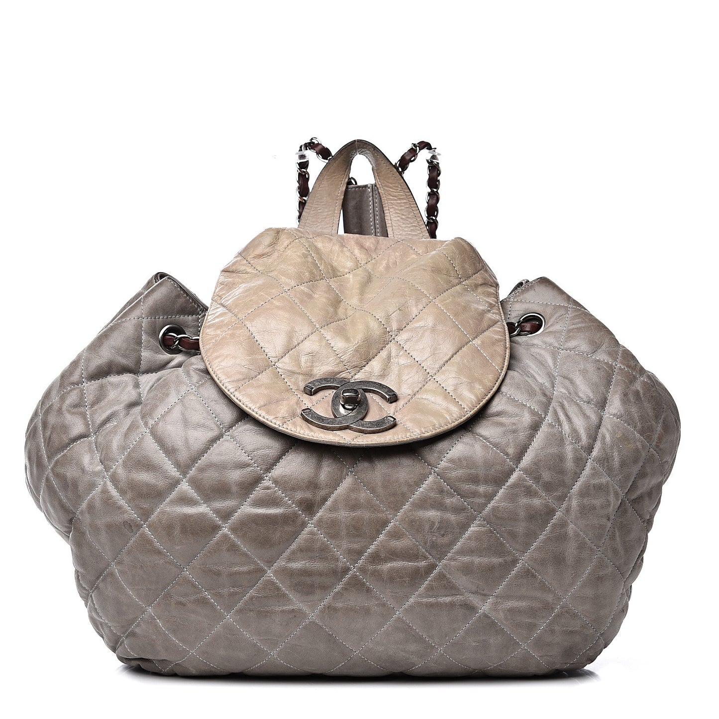 Iridescent Calfskin Quilted In The Mix Backpack Grey
