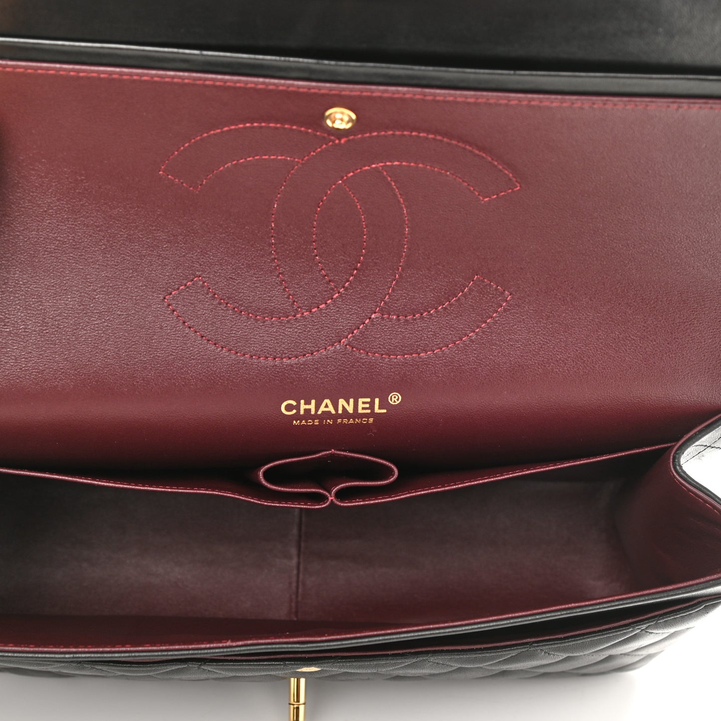 Lambskin Quilted Jumbo Double Flap Black