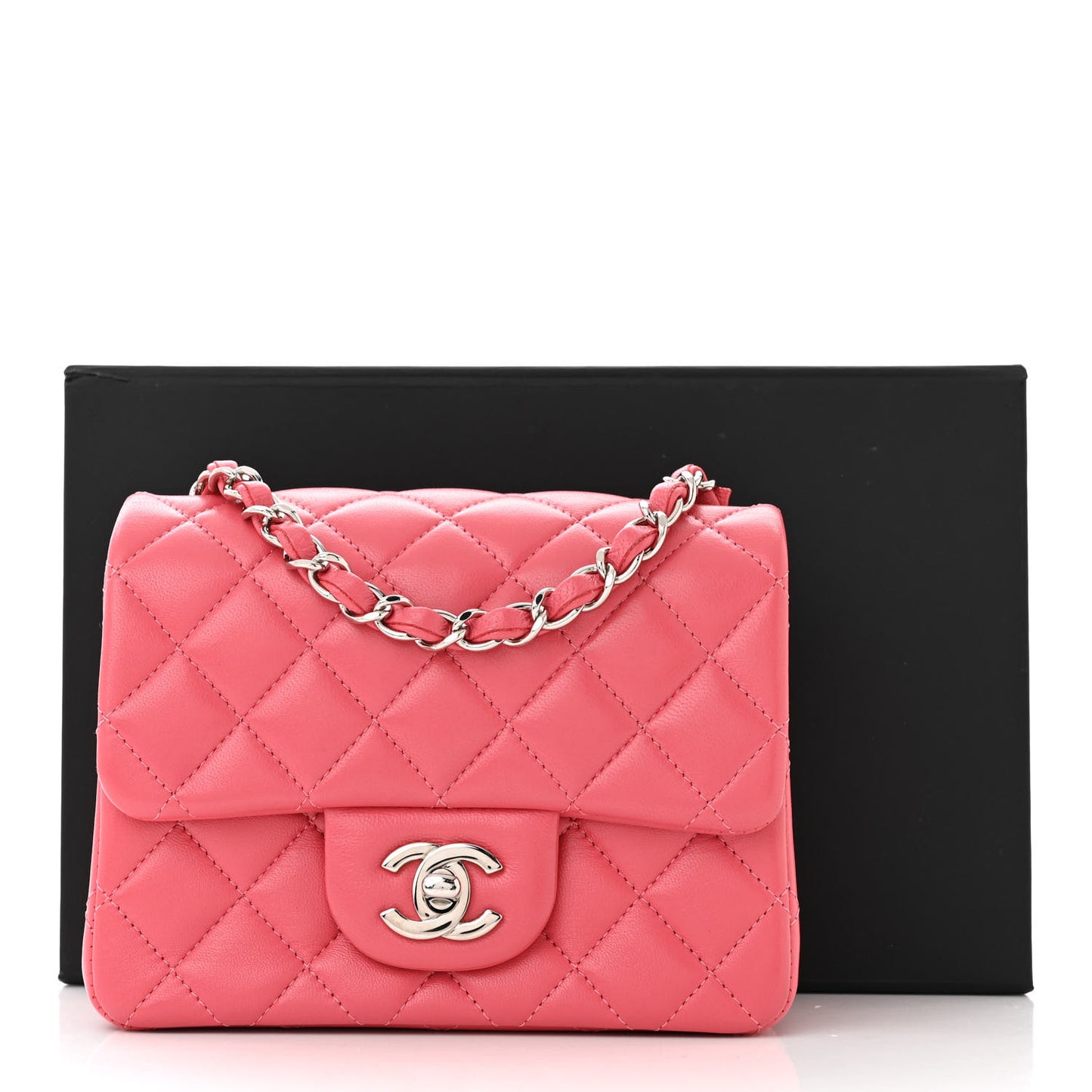 Lambskin Quilted Mini Square Flap Pink