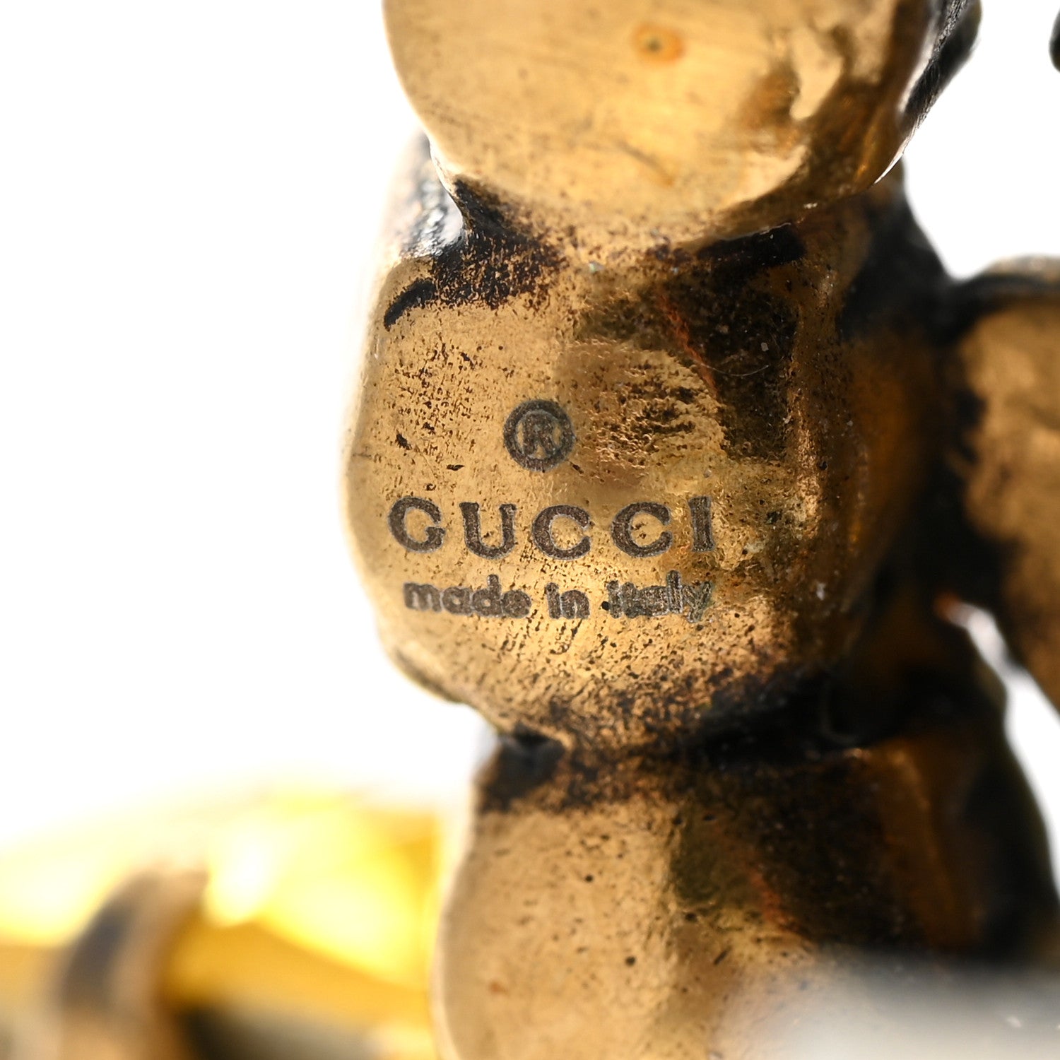 Gucci Metal Crystal Double G Clip On Earrings Aged Gold Yellow 4 of 4