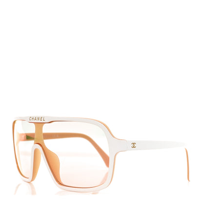Chanel Acetate Shield Quilted Sunglasses 71655A White Gold 1 of 7