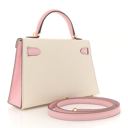 Hermes Chevre Mysore Horseshoe Mini Kelly Sellier 20 Nata Rose Sakura 3 of 12