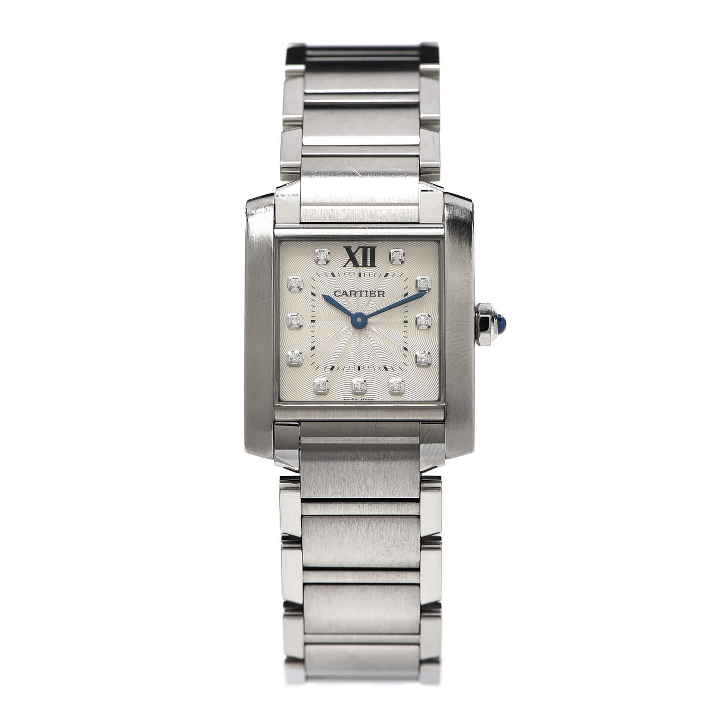 Stainless Steel Diamond 25mm Tank Francaise Quartz Watch