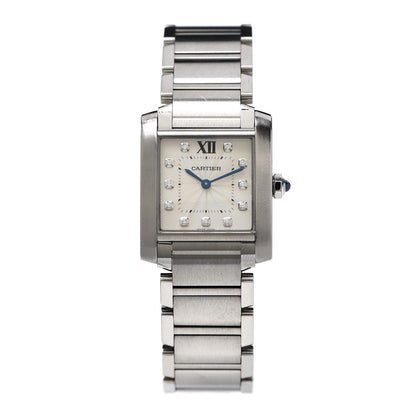 Cartier Stainless Steel Diamond 25mm Tank Francaise Quartz Watch 1 of 6