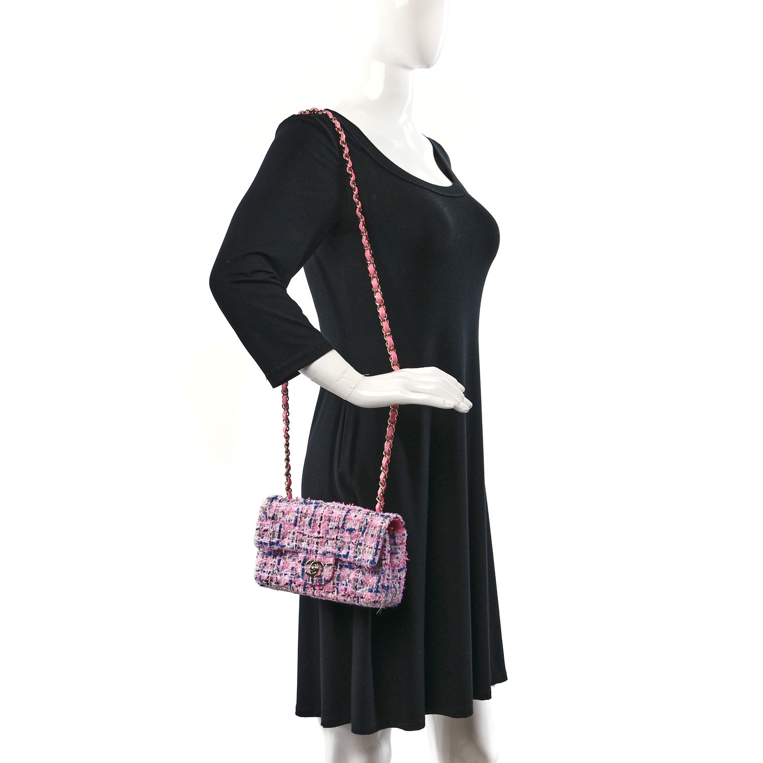 Chanel Tweed Quilted Mini Rectangular Flap Pink Multicolor 2 of 10