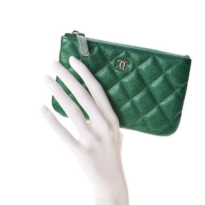 Chanel Metallic Caviar Quilted Small Cosmetic Case Green 2 of 8