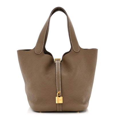 Hermes Taurillon Clemence Picotin Lock 22 MM Etoupe 1 of 11