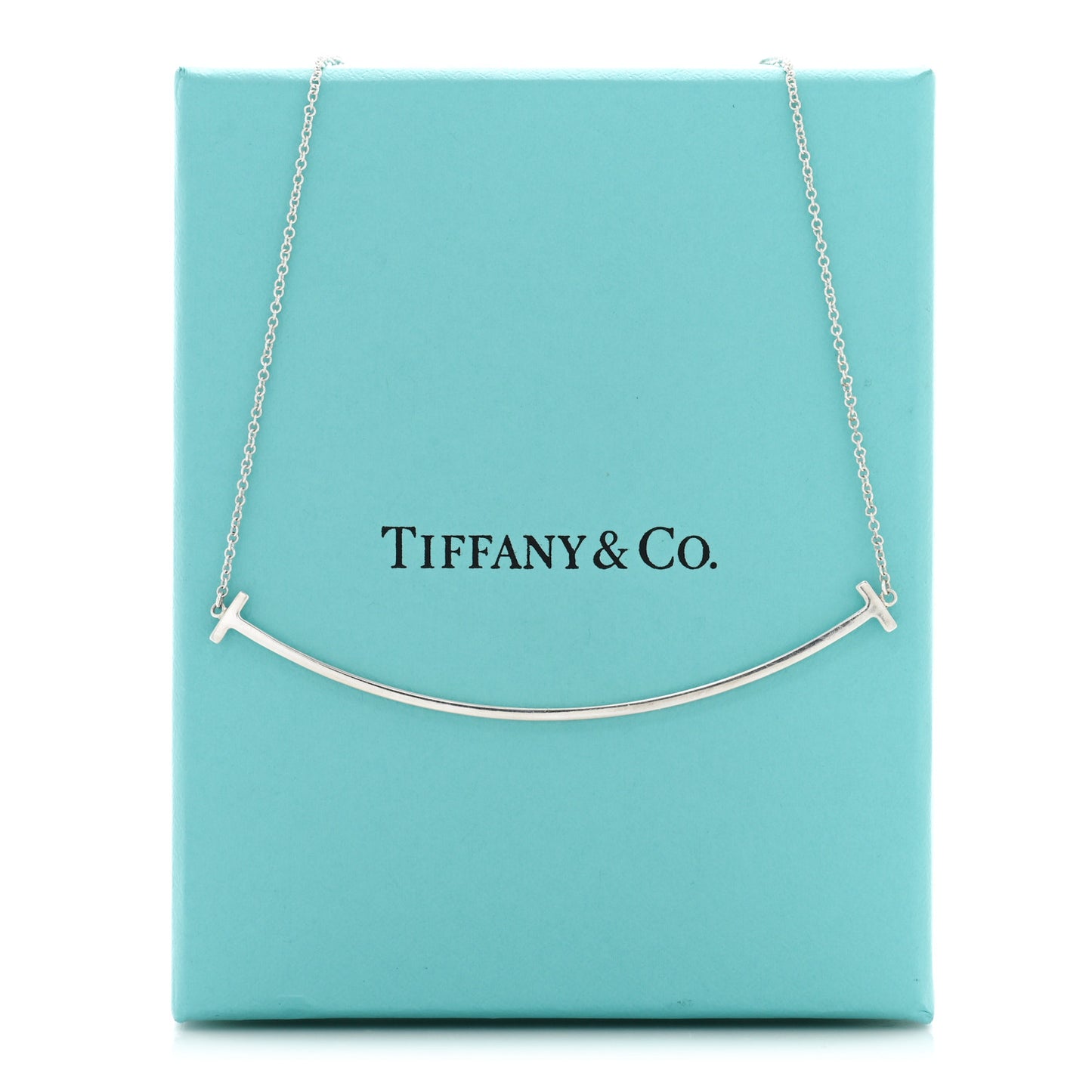 Sterling Silver Large T Smile Pendant Necklace