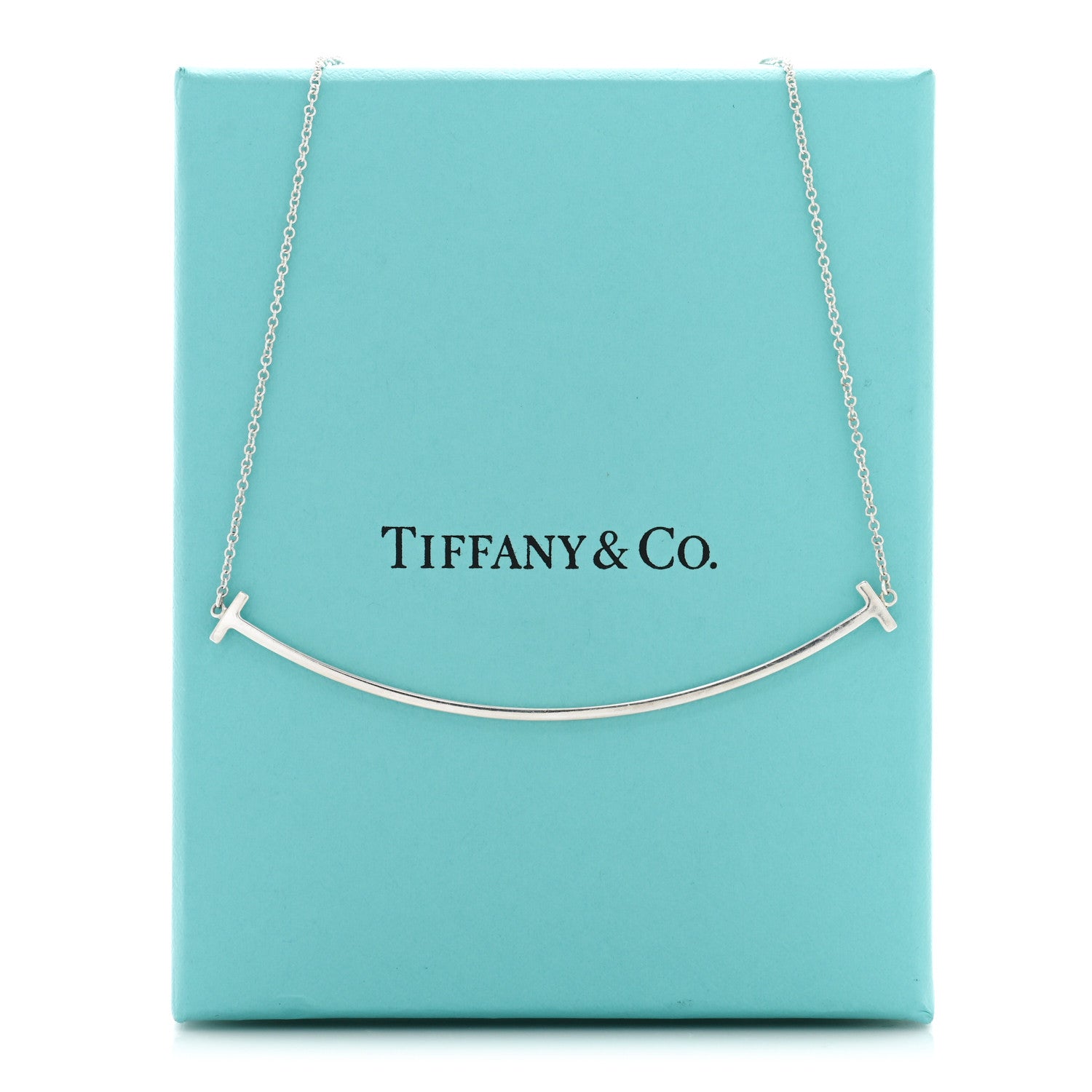 Tiffany Sterling Silver Large T Smile Pendant Necklace 5 of 5
