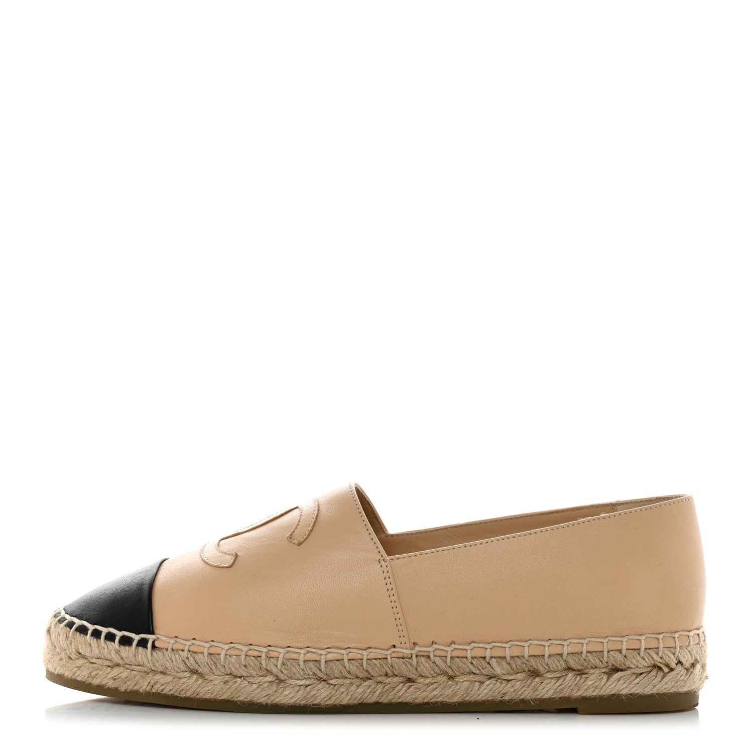 Chanel Lambskin CC Espadrilles 39 Beige Black 1 of 9