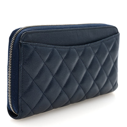 Chanel Caviar Quilted Large Gusset Zip Around Wallet Navy 3 of 7