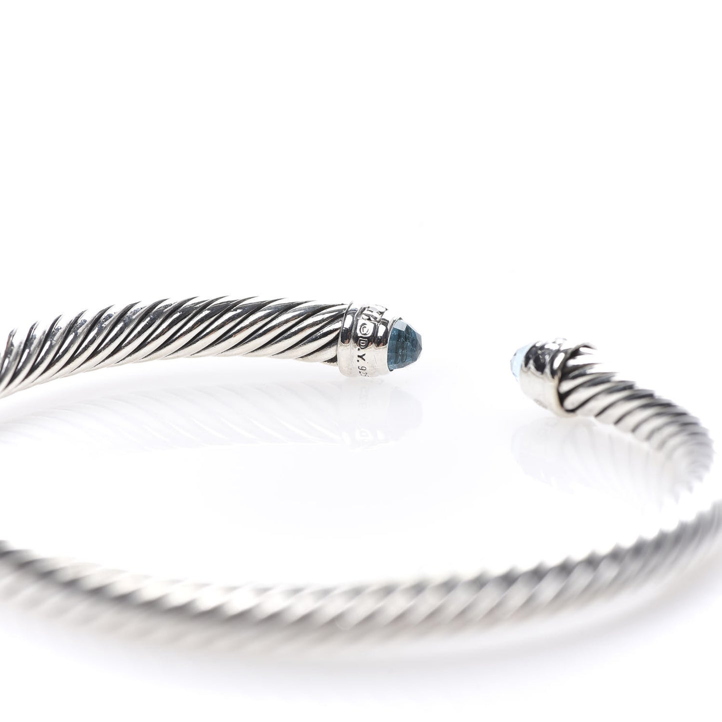 Sterling Silver Diamond Blue Topaz 5mm Cable Classics Bracelet