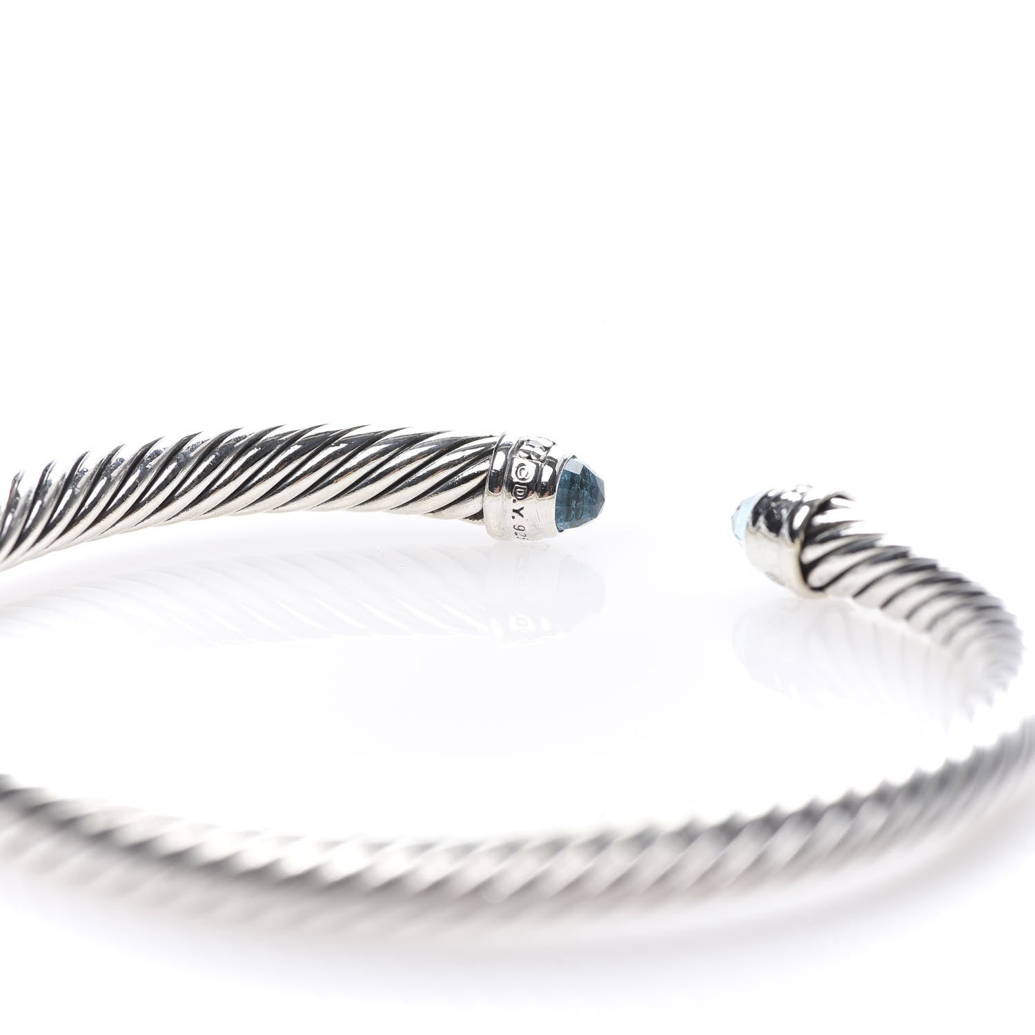 David Yurman Sterling Silver Diamond Blue Topaz 5mm Cable Classics Bracelet 4 of 4