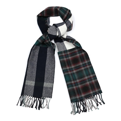 Burberry Wool Reversible Check to Check Scarf Navy 1 of 4