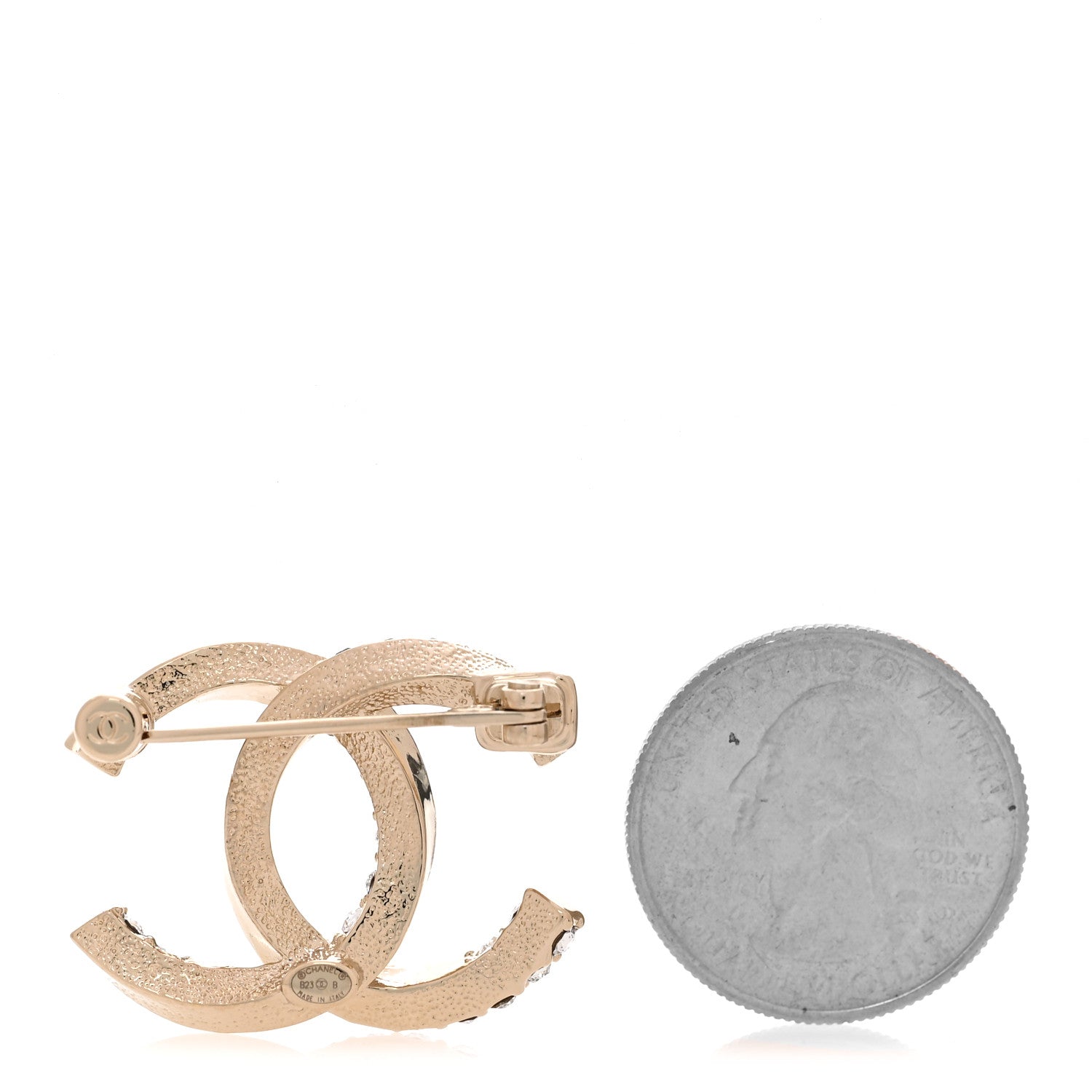 Chanel Metal Crystal CC Brooch Gold 2 of 4