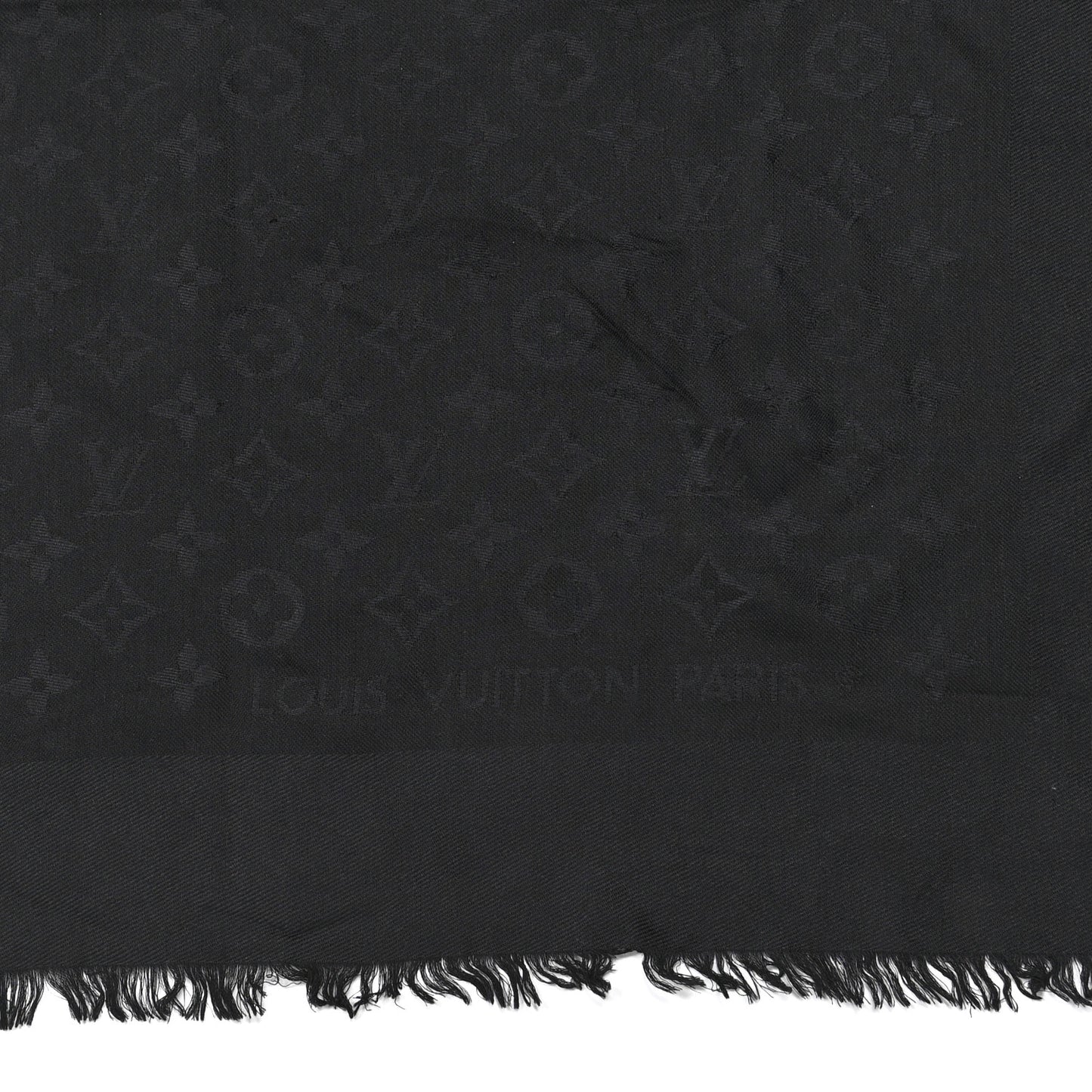 Silk Wool Monogram Shawl Black