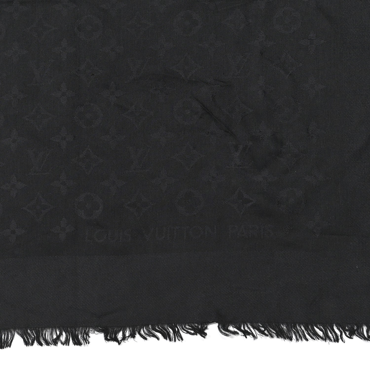 Louis Vuitton Silk Wool Monogram Shawl Black 2 of 5