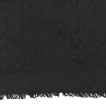 Louis Vuitton Silk Wool Monogram Shawl Black 2 of 5