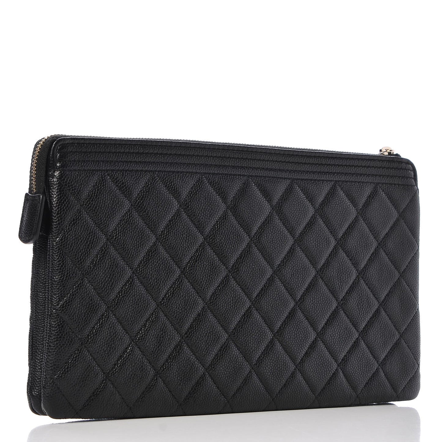 Caviar Quilted Small Zipped Boy Pouch Black
