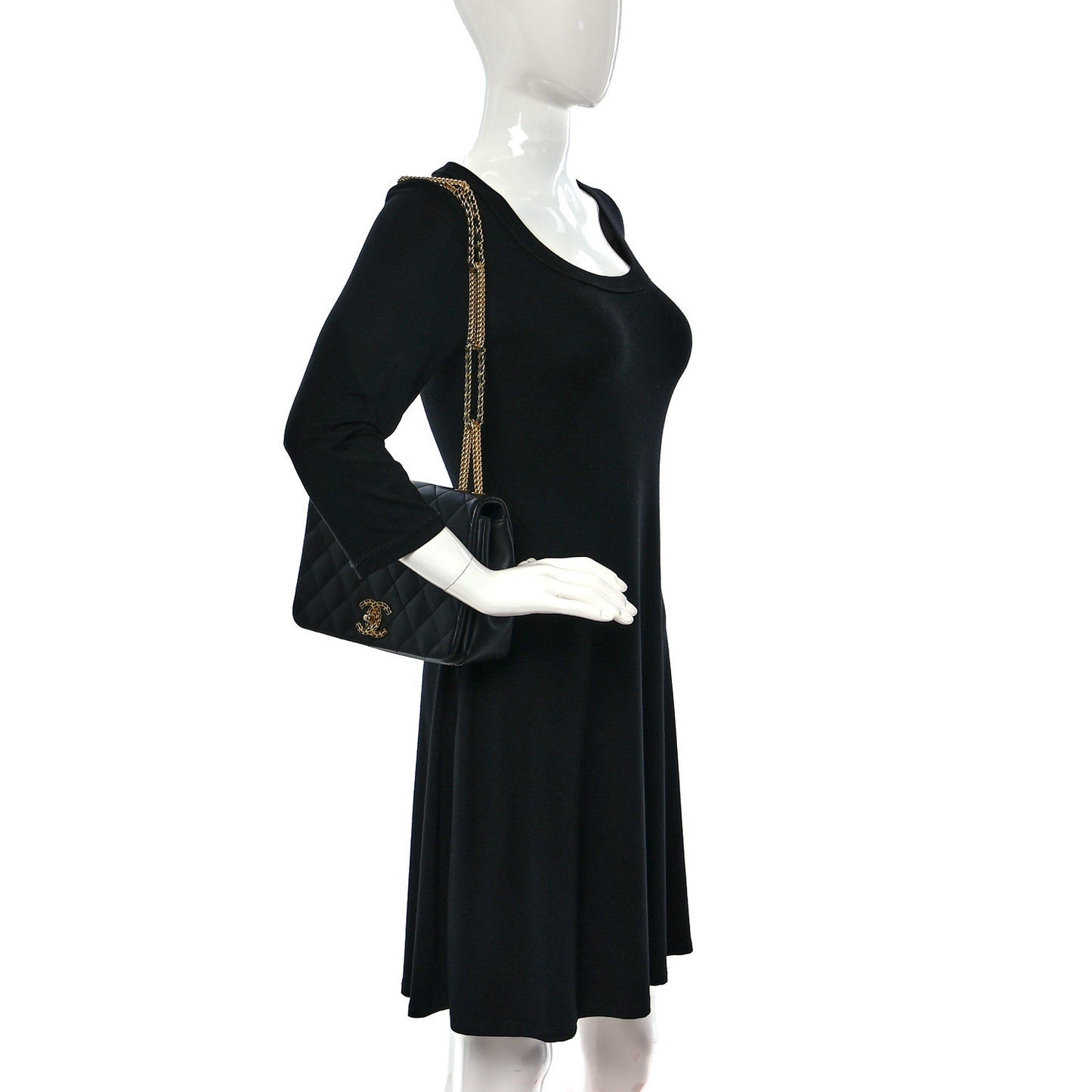 Lambskin Quilted Chain To Chain Flap Black