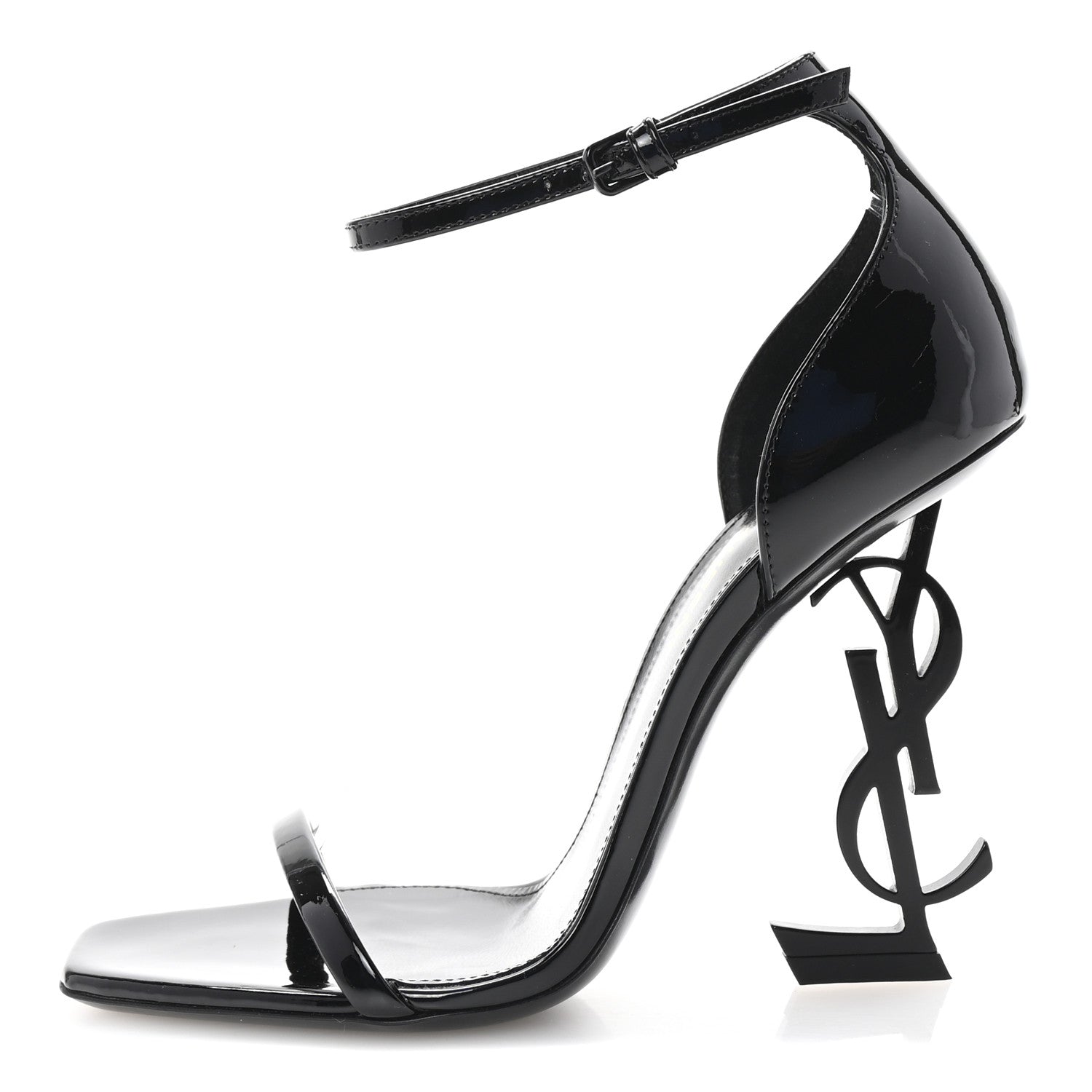 Saint Laurent Patent Calfskin Opyum 110 Sandals 35.5 Black 1 of 10
