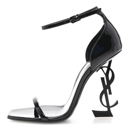 Saint Laurent Patent Calfskin Opyum 110 Sandals 35.5 Black 1 of 10