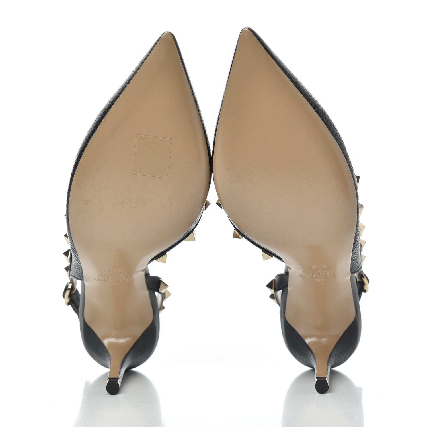 Valentino Garavani Pebbled Calfskin Rockstud Half d'Orsay Slingback 85mm Pumps 37.5 Black 5 of 12
