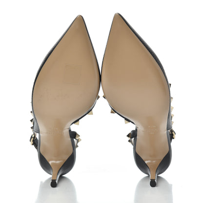 Valentino Garavani Pebbled Calfskin Rockstud Half d'Orsay Slingback 85mm Pumps 37.5 Black 5 of 12