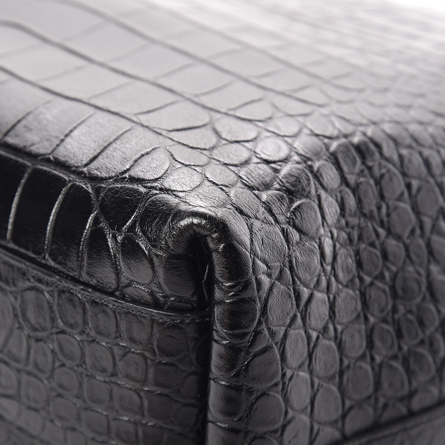 Saint Laurent Calfskin Crocodile Embossed Bold Shopper Tote Black 11 of 12