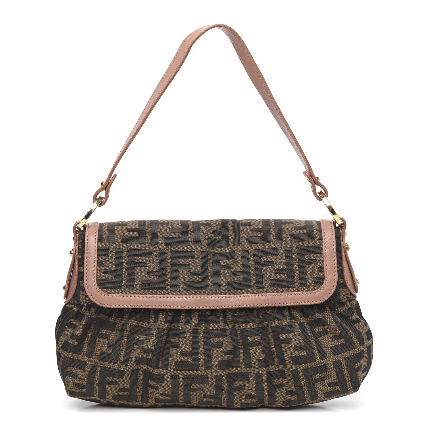 Fendi Zucca Cuoio Lucido Small Chef Shoulder Bag Tobacco Bois de Rose 1 of 10