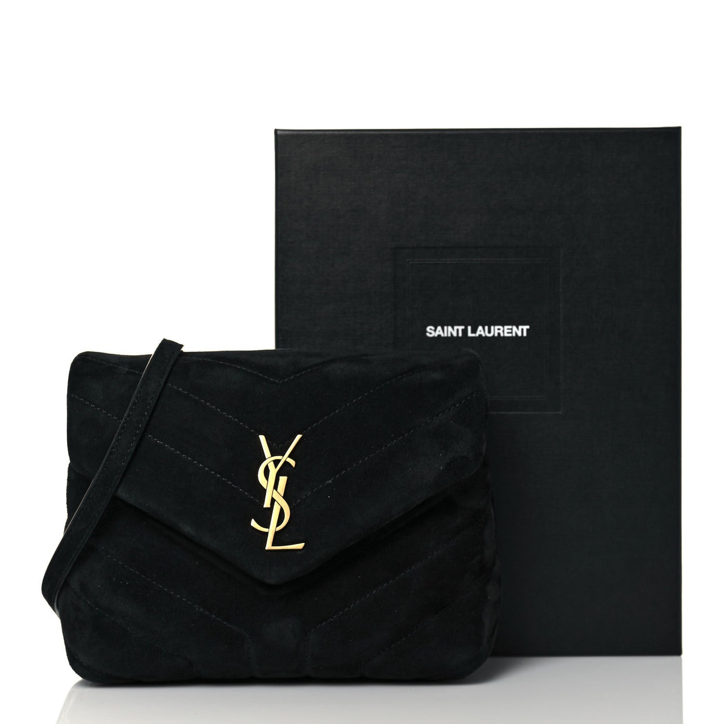 Suede Y Quilted Monogram Toy Loulou Crossbody Bag Black