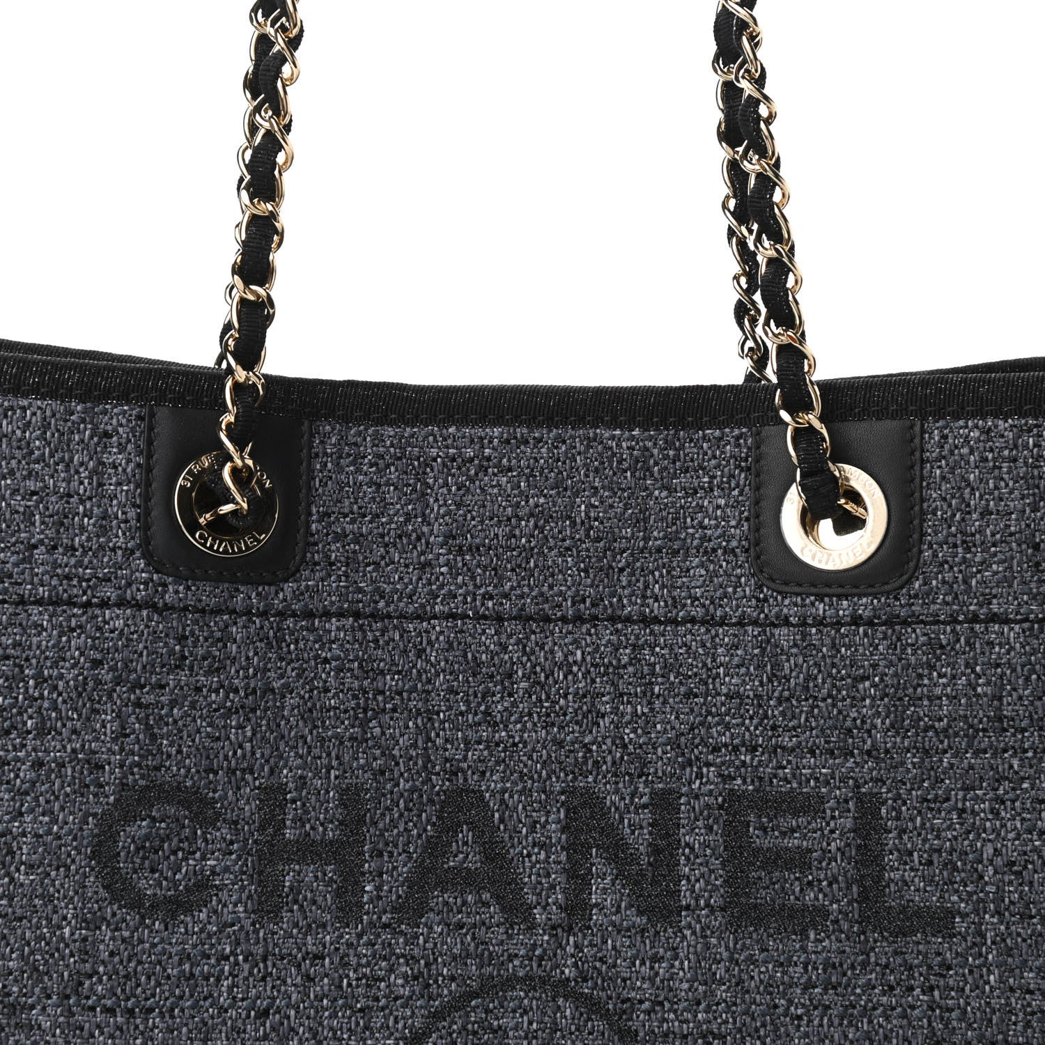 Chanel Lurex Boucle Small Deauville Tote Black 8 of 10