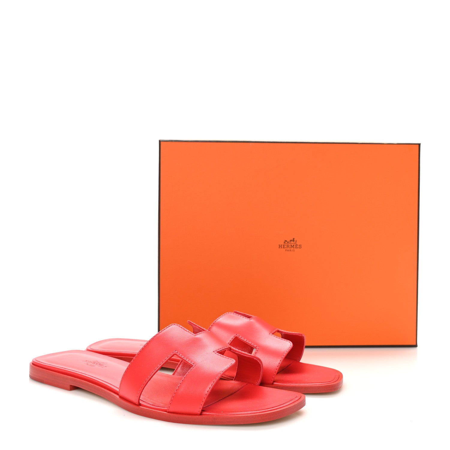 Hermes Calfskin Oran Sandals 40 Rouge Bali 10 of 10