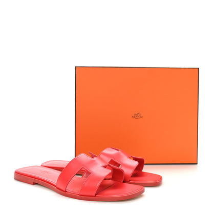 Hermes Calfskin Oran Sandals 40 Rouge Bali 10 of 10