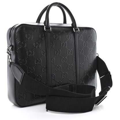 Gucci Calfskin GG Tennis Embossed Briefcase Black 3 of 11