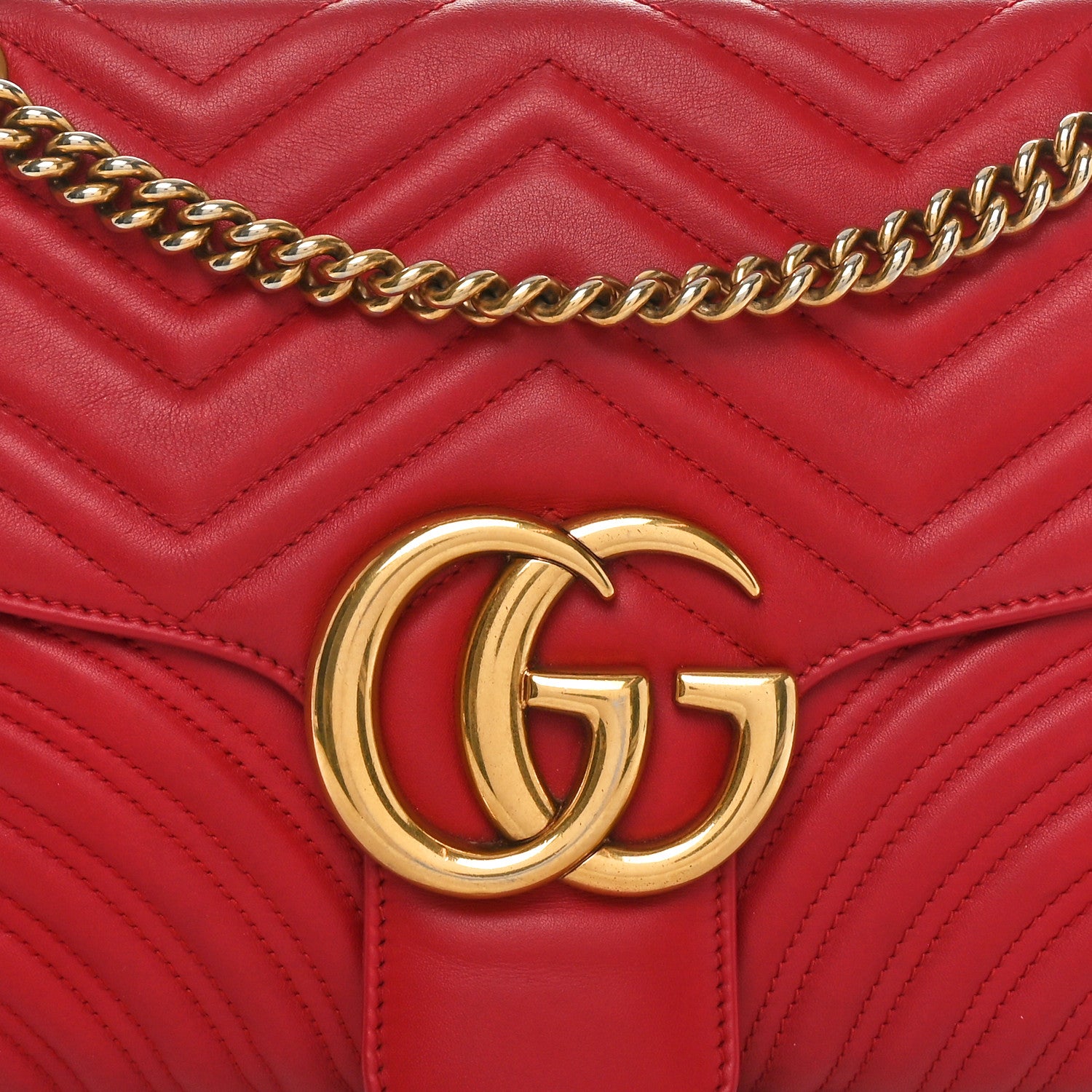 Gucci Calfskin Matelasse Medium GG Marmont Shoulder Bag Hibiscus Red 8 of 10
