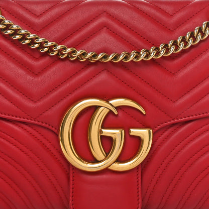 Gucci Calfskin Matelasse Medium GG Marmont Shoulder Bag Hibiscus Red 8 of 10