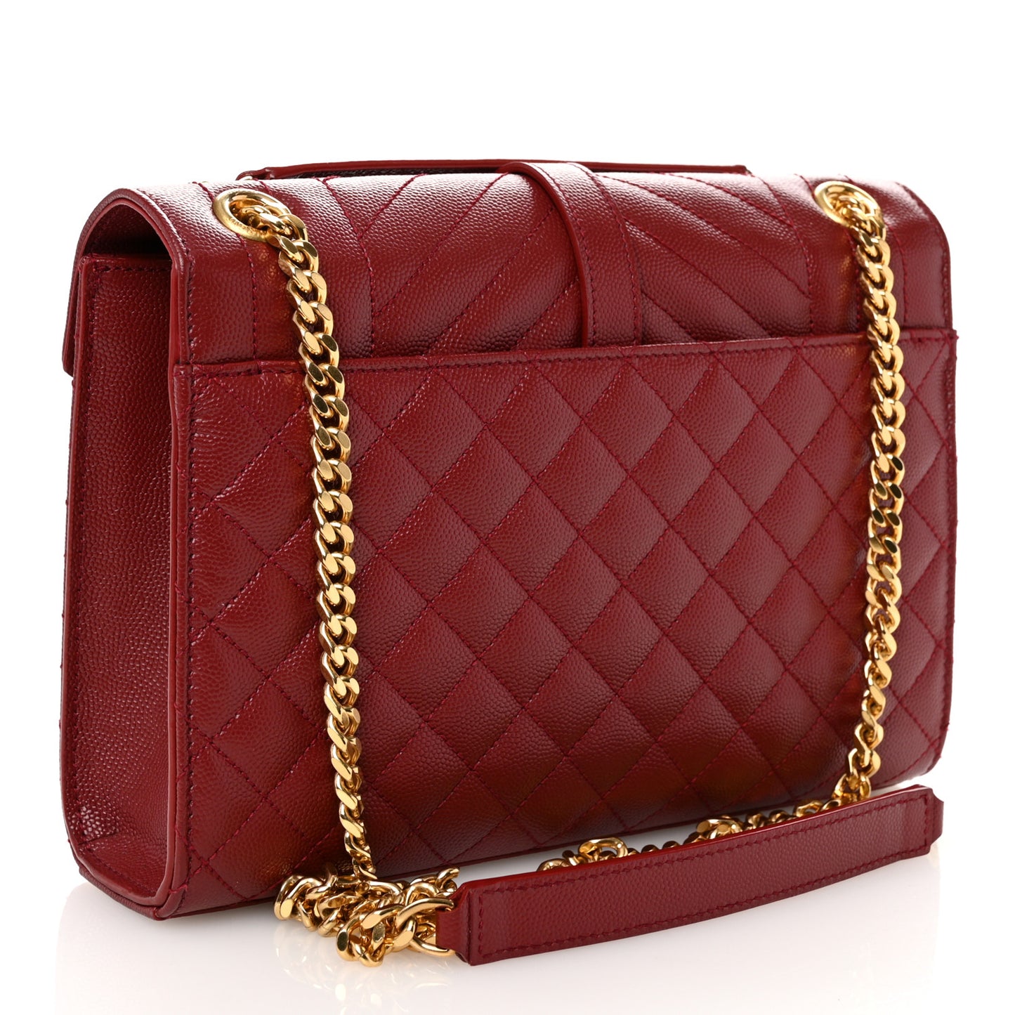 Grain De Poudre Textured Mixed Matelasse Triquilt Medium Monogram Satchel Oxblood