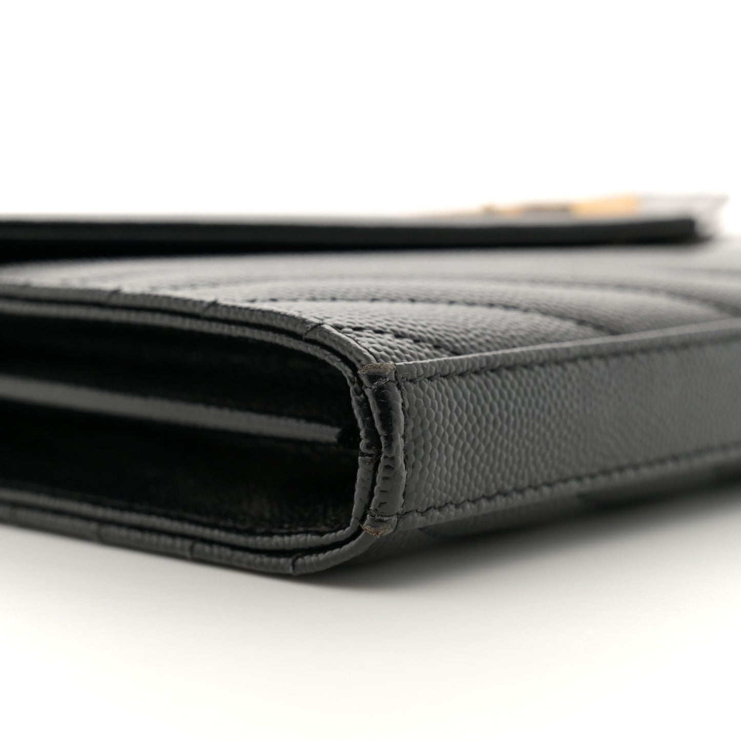 Grain De Poudre Matelasse Chevron Monogram Chain Wallet Black