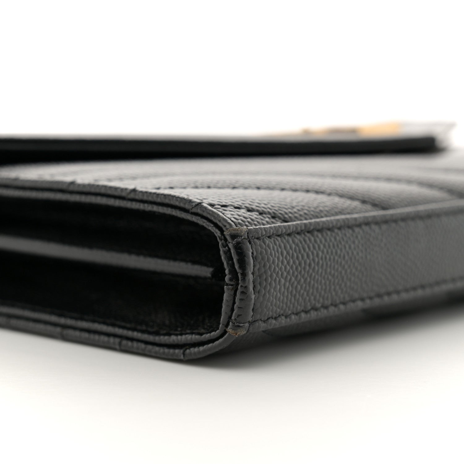Saint Laurent Grain De Poudre Matelasse Chevron Monogram Chain Wallet Black 9 of 15