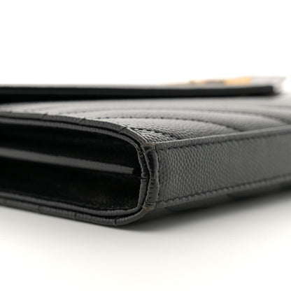 Saint Laurent Grain De Poudre Matelasse Chevron Monogram Chain Wallet Black 9 of 15