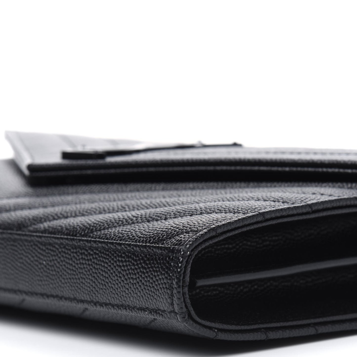 Grain De Poudre Matelasse Chevron Monogram Chain Wallet Black