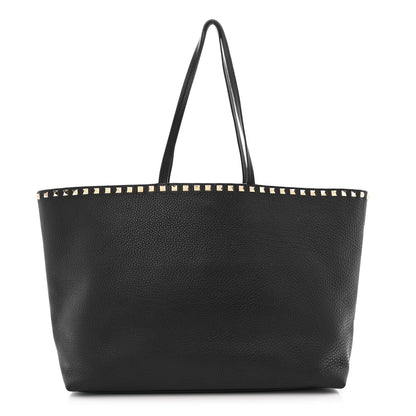 Valentino Garavani Grained Calfskin Rockstud Shoulder Tote Black 1 of 10